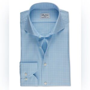Stenströms Light Blue Glencheck fitted body Shirt